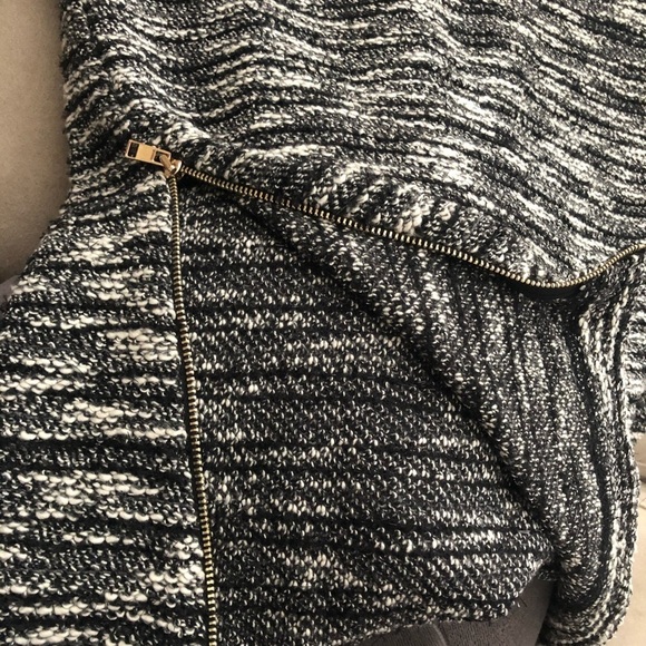 Ann Taylor Marled Black Crew Neck Tweed Knit Side Zip Oversized Sweater S - Picture 6 of 6